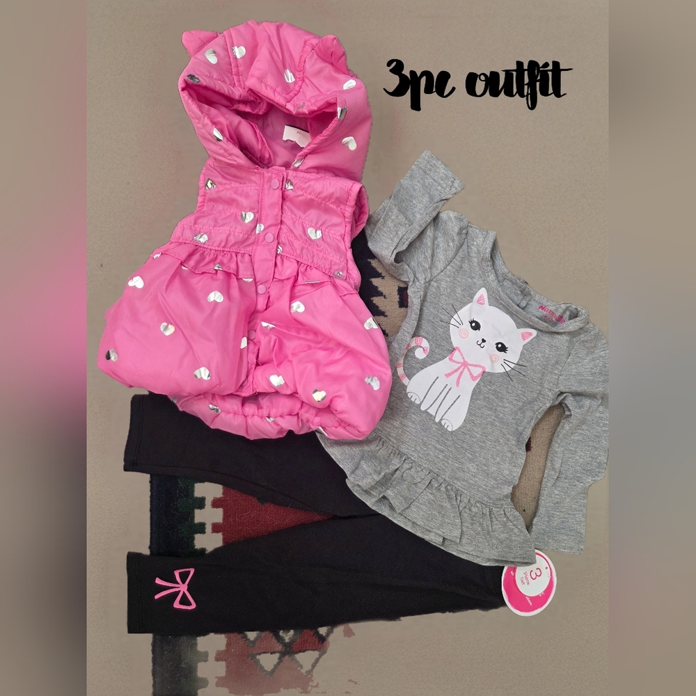 New 3pc nannette puffer vest outfit set girls 24 months